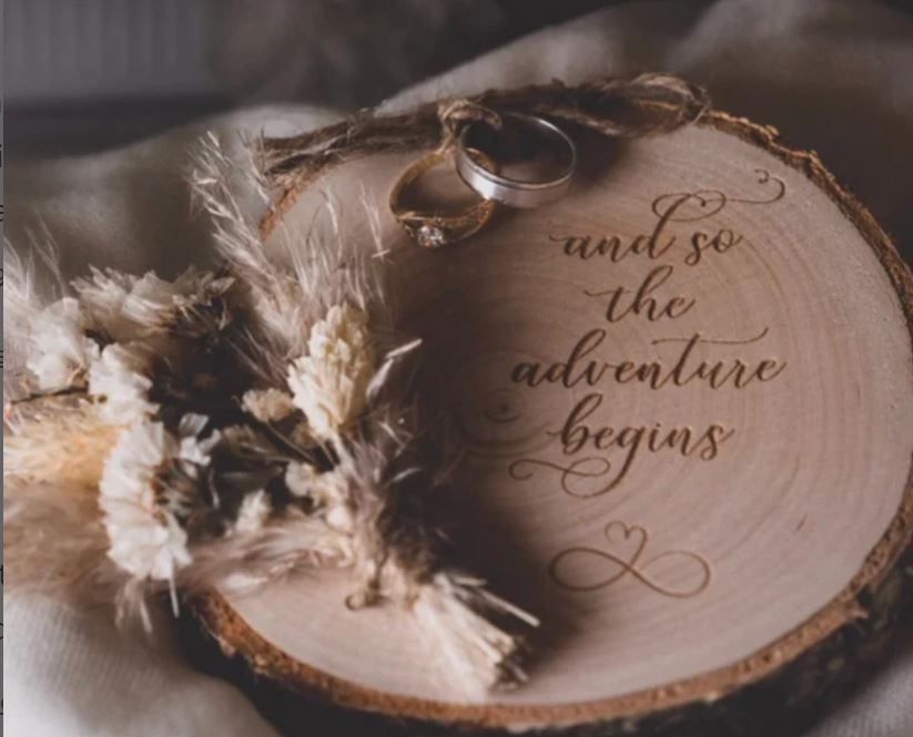 Engraved Rustic Ring Holder