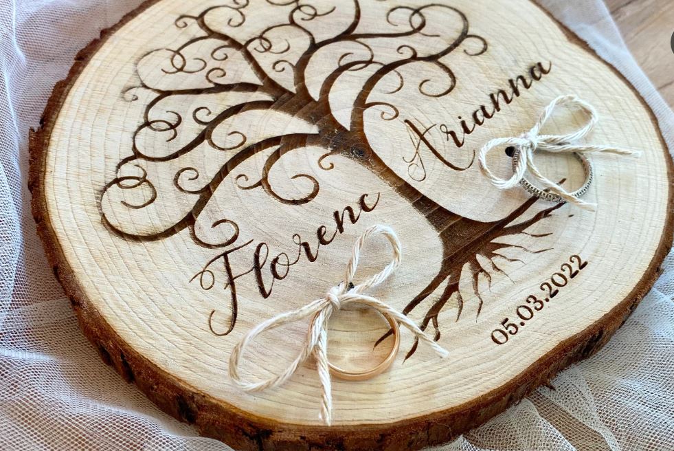 Engraved Rustic Ring Holder