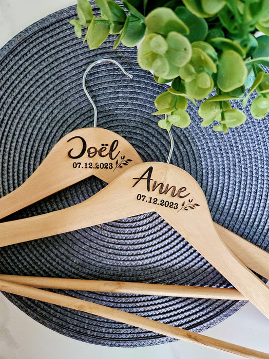 Luxury Engraved Wooden Hanger - 2 PCS