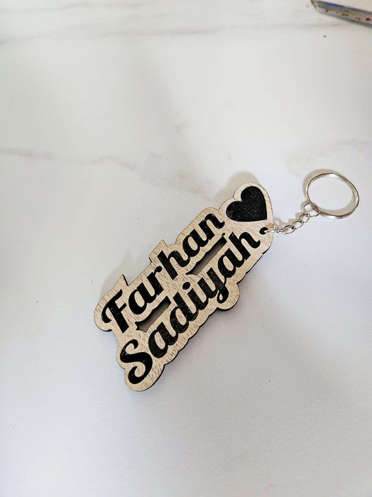 Names wooden keychains