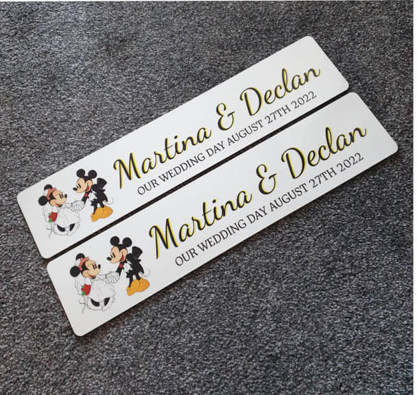 PVC Wedding Car Plate - 2 Pcs