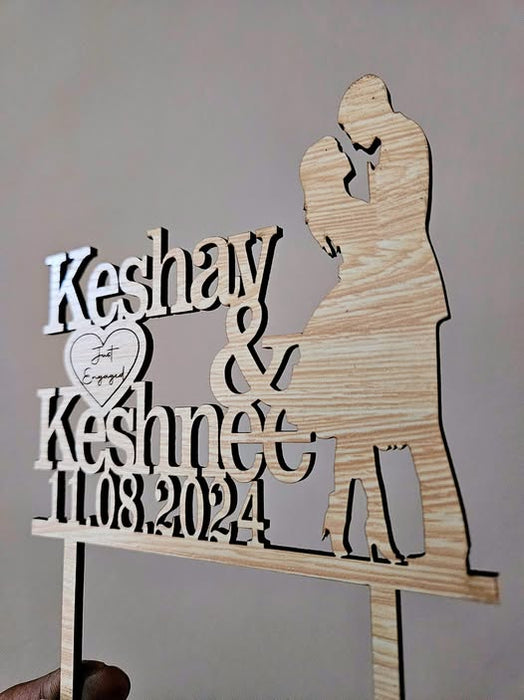 Engaged / Married caketopper with couple silhouette