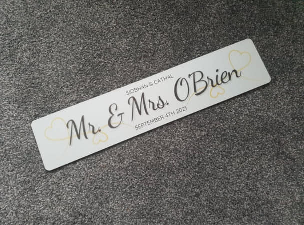 PVC Wedding Car Plate - 2 Pcs