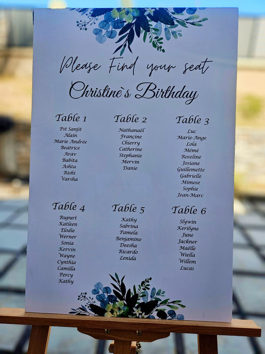 PVC Seating Chart Board