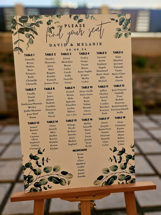 PVC Seating Chart Board