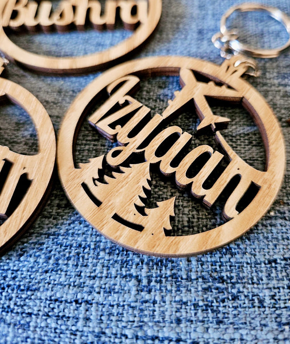 Festive wooden keychains