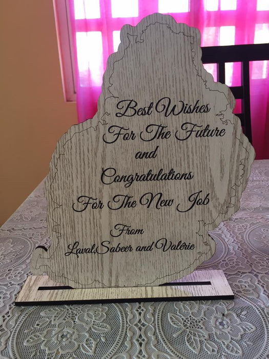Wooden Farewell Mauritius shaped Trophy
