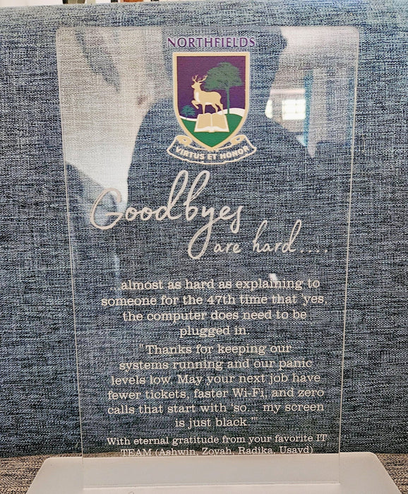 Goodbye Acrylic Trophy