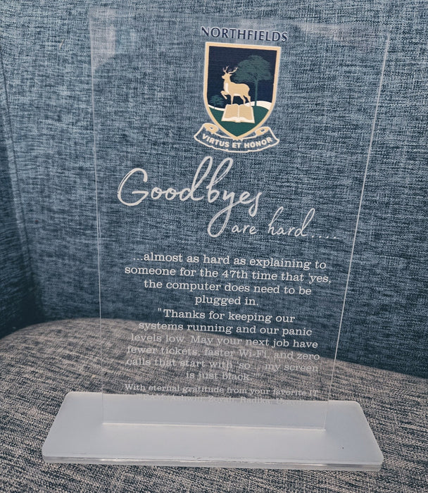 Goodbye Acrylic Trophy