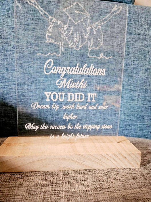 Success Acrylic Shield with Wooden Base