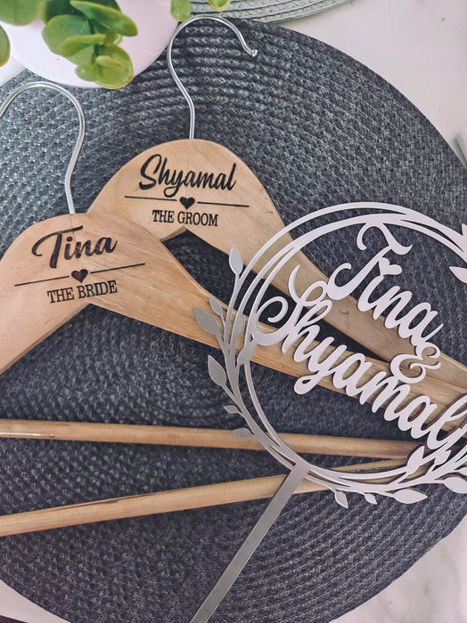 Luxury Engraved Wooden Hanger - 2 PCS