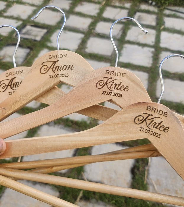 Luxury Engraved Wooden Hanger - 2 PCS