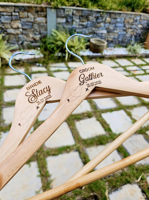 Luxury Engraved Wooden Hanger - 2 PCS