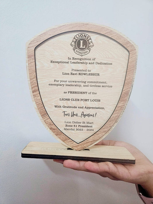 Wooden laser engraved Shield