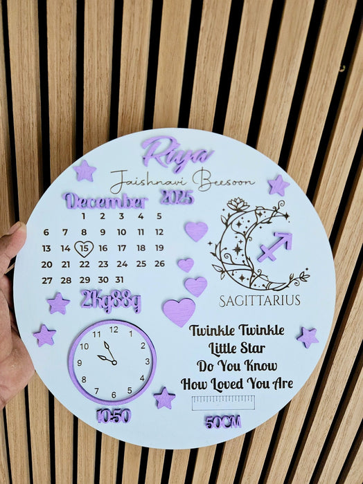 3D Baby Birth Stats with zodiac sign