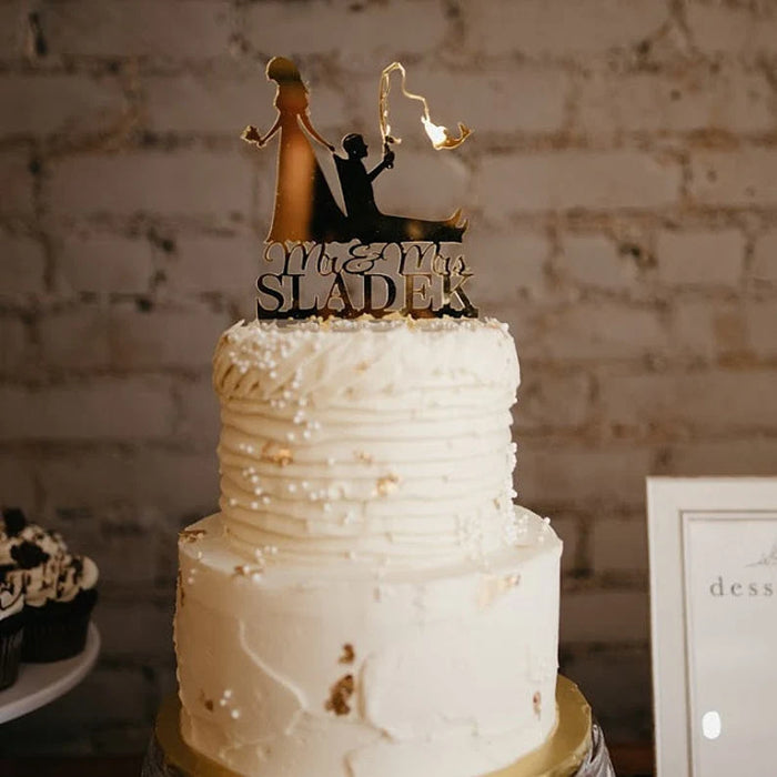 Bride Pulling Groom, Bride Dragging Groom, Funny Cake Topper