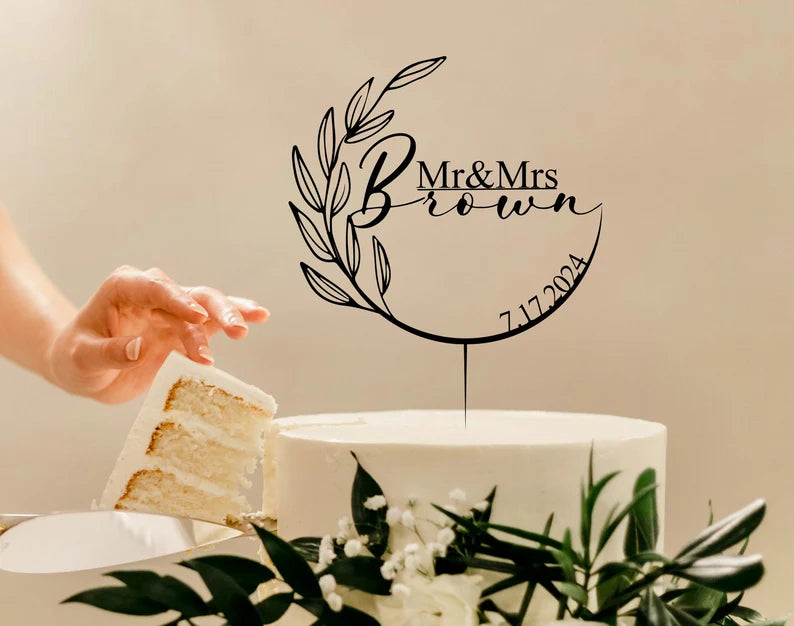 Personalized  Wedding Mr & Mrs cake topper,