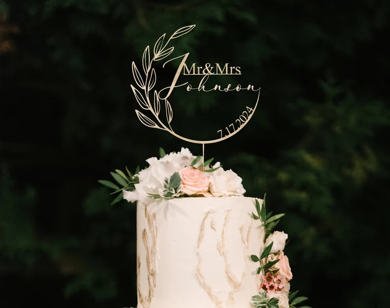 Personalized  Wedding Mr & Mrs cake topper,