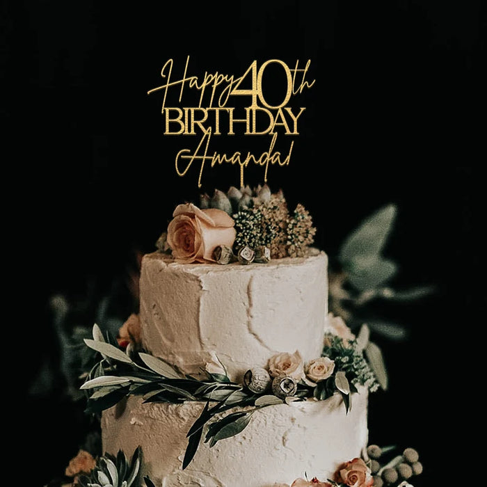 Personalized Happy Birthday Cake Topper with Name