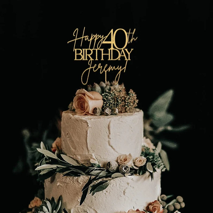Personalized Happy Birthday Cake Topper with Name